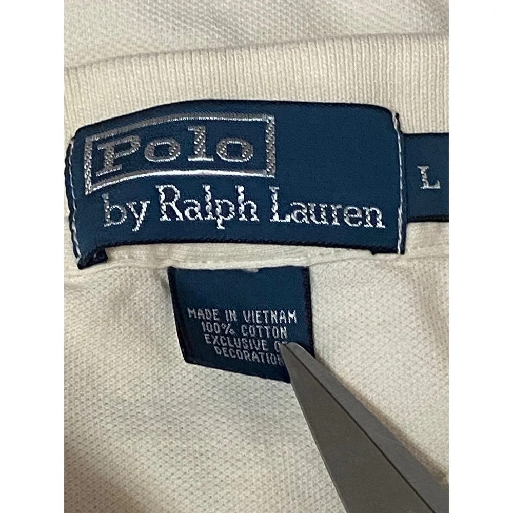 Polo Ralph Lauren Mens L Cream Short Sleeve Polo Preppy Old Money‎ Quiet Lux